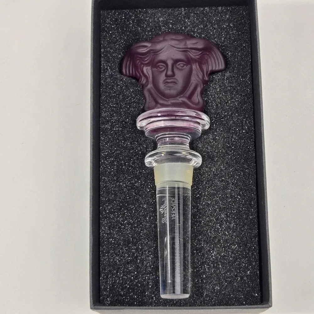 Set of 6 Rosenthal Versace Medusa Crystal Wine Bottle Stoppers Full Rainbow NIB